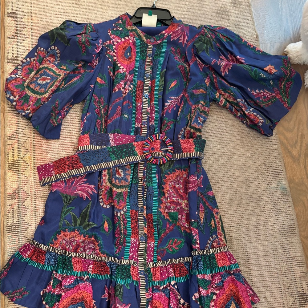 FARM Rio Blue and Pink Floral Mini Dress